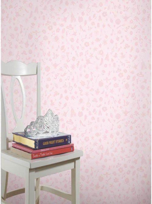 Papier Peint auto-adhésif - Disney Princesses avec icônes et paillettes - Kiabi