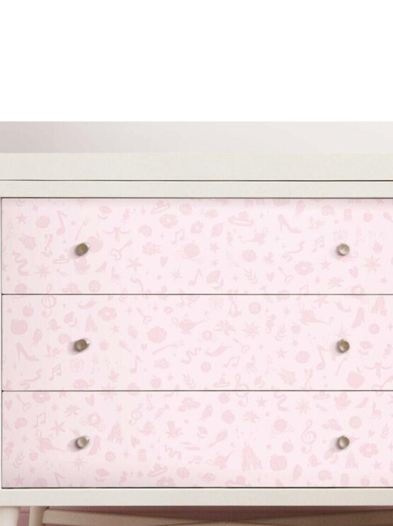 Papier Peint auto-adhésif - Disney Princesses avec icônes et paillettes Rose - Kiabi