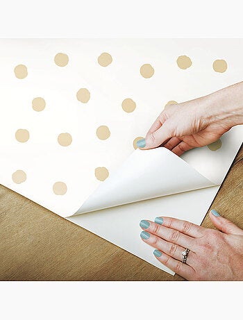 Papier peint auto-adhésif - Points Jaunes - 5.75 m x 45 cm