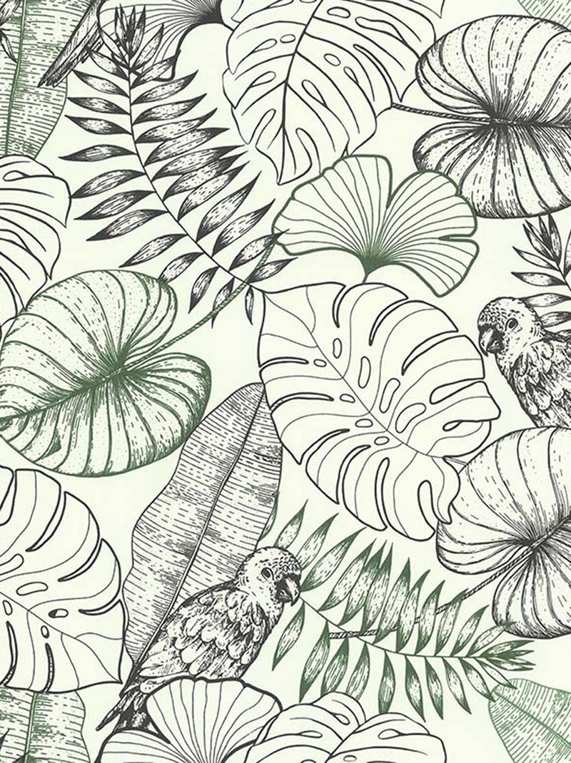 Papier peint aux impressions exotiques Vert - Kiabi