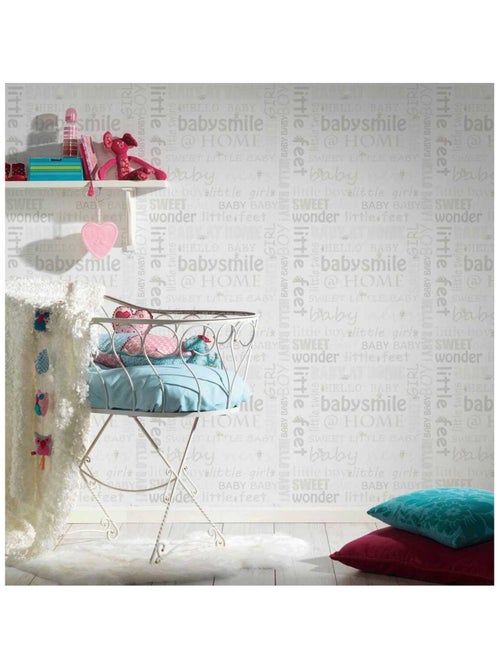 Papier peint Baby à écritures colorées - Kiabi