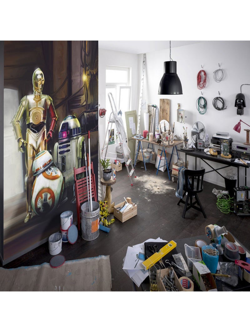 Papier Peint droïde Star Wars Le Réveil de la Force les 3 robots C3PO, R2D2 et BB-8 taille 254X184 C Multicolore - Kiabi