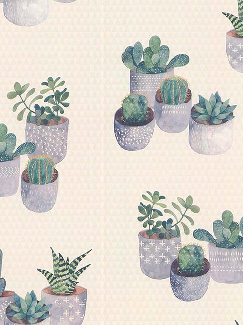 Papier peint en relief cactus - Kiabi