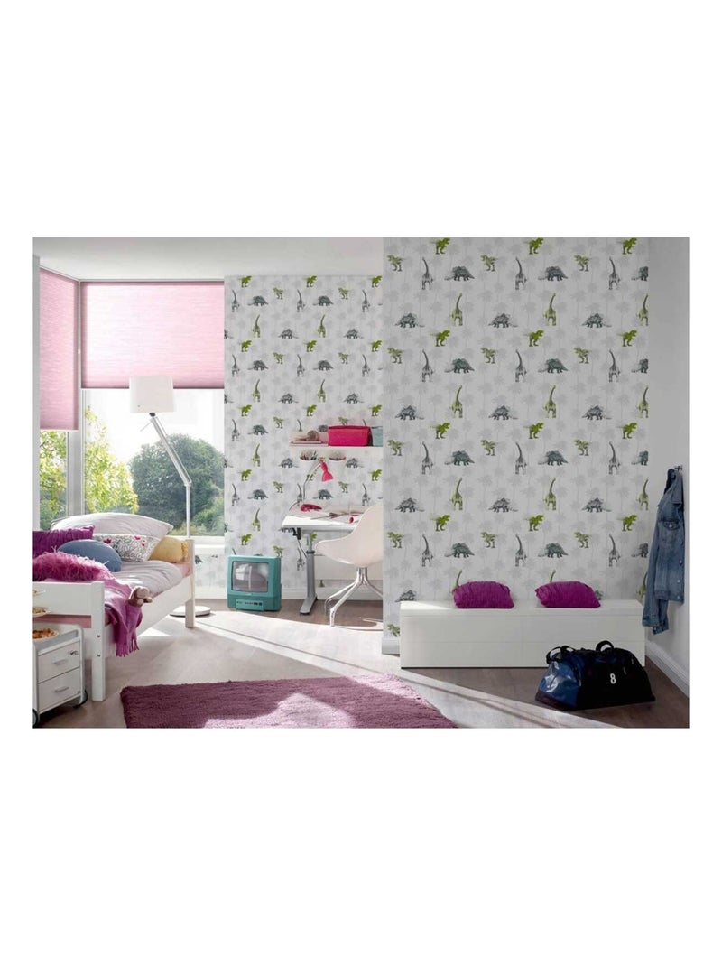 Papier peint enfant imprimé dinosaures Gris - Kiabi