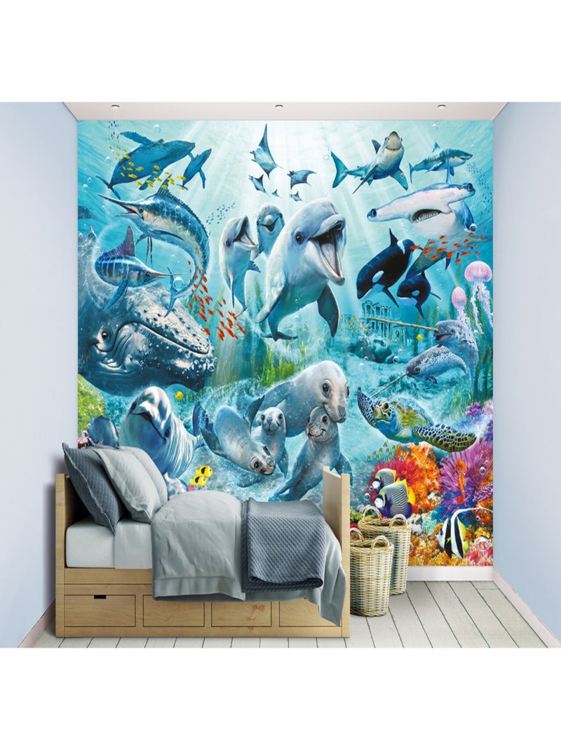 Papier peint enfant monde sous-marin Walltastic 305X244 CM Bleu - Kiabi