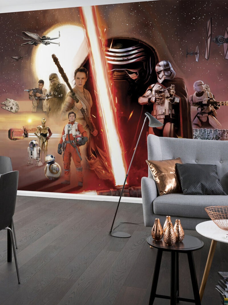 Papier Peint épisode VII Le Réveil de la Force Star Wars 254X368 CM Rouge - Kiabi