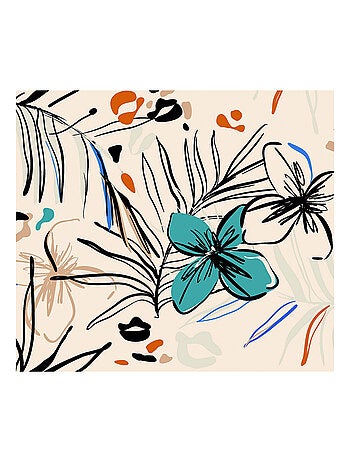 Papier peint fleurs bleues et fougère 225 x 270 cm