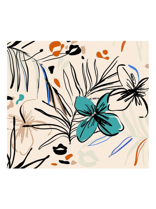 Papier peint fleurs bleues et fougère 225 x 270 cm - Kiabi