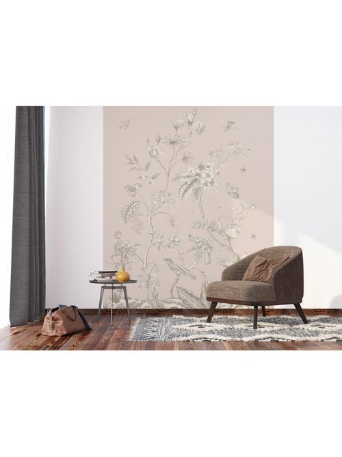 Papier peint fleurs et oiseaux vintage - 225 x 270 cm - Kiabi