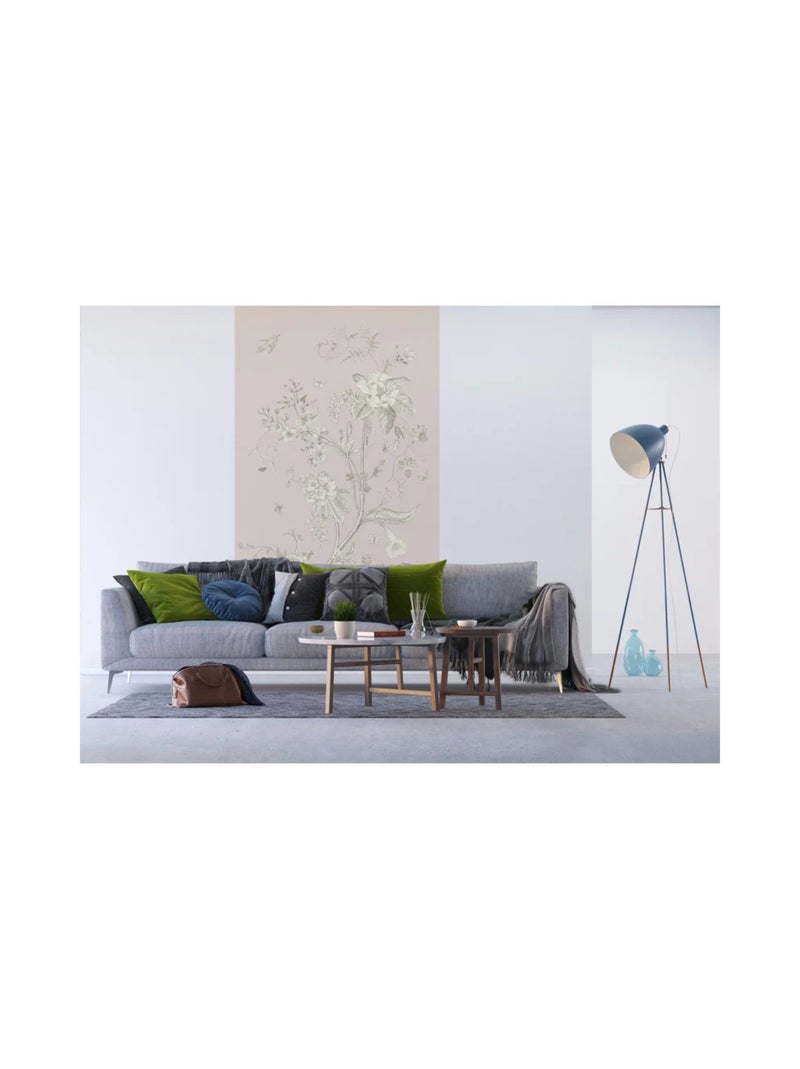 Papier peint Fleurs vintage 270 x 150 cm Gris - Kiabi