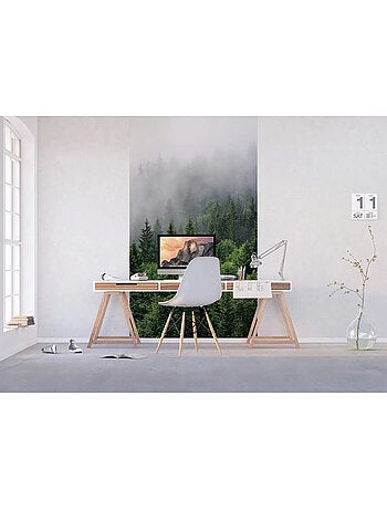 Papier peint forets de sapins et brouillard 270 x 150 cm