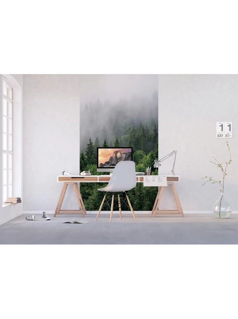 Papier peint forets de sapins et brouillard 270 x 150 cm Vert - Kiabi