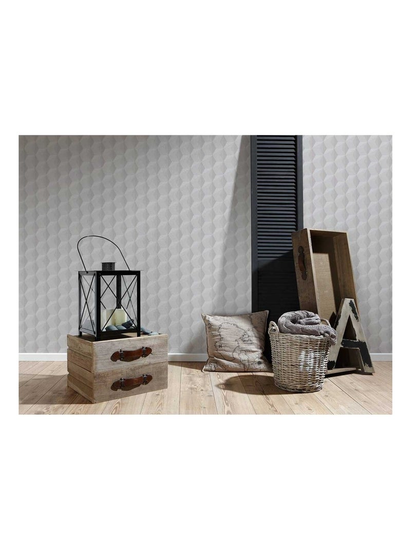 Papier peint graphique  - Effet 3D Gris - Kiabi