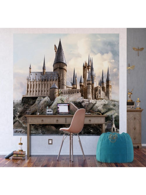 Papier peint Harry Potter : Le Château de Poudlard avec un effet 3D  252 x 182 cm - Kiabi