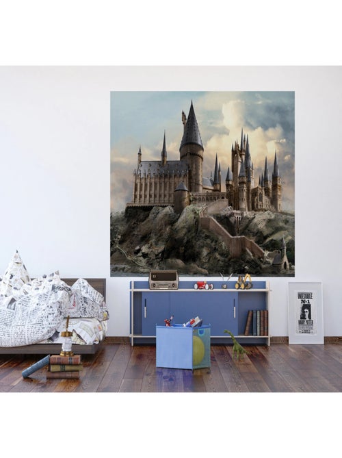 Papier peint Harry Potter : Le Château de Poudlard avec un effet 3D  252 x 182 cm - Kiabi