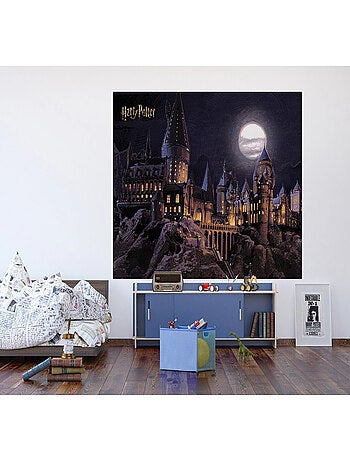 Papier peint Harry Potter : le château de Poudlard est illuminé pendant la nuit 252 x 182 cm