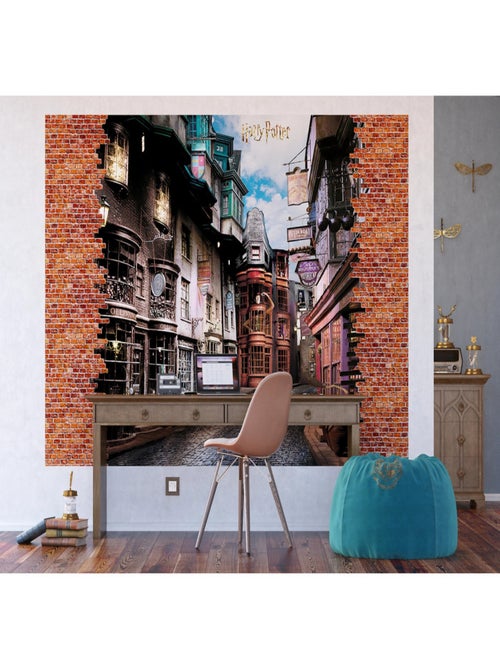 Papier peint Harry Potter : le chemin de traverse qui s'ouvre 252 x 182 cm - Kiabi