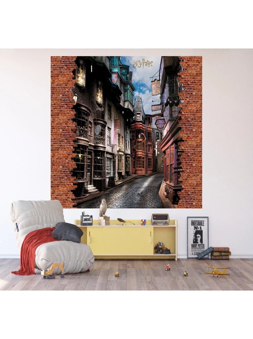 Papier peint Harry Potter : le chemin de traverse qui s'ouvre 252 x 182 cm - Kiabi