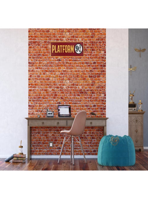 Papier peint Harry Potter : le mur vers le quai neuf, trois, quart 182 x 252 cm - Kiabi