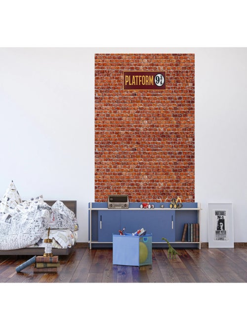 Papier peint Harry Potter : le mur vers le quai neuf, trois, quart 182 x 252 cm - Kiabi