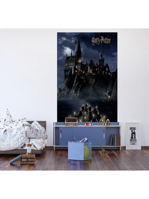Papier peint Harry Potter Poudlard avec des personnes sur des barques 252 x 182 cm - Kiabi