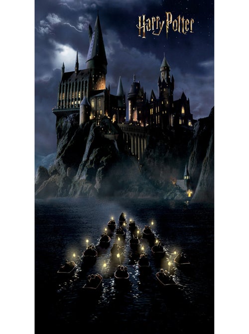 Papier peint Harry Potter Poudlard avec des personnes sur des barques 252 x 182 cm - Kiabi