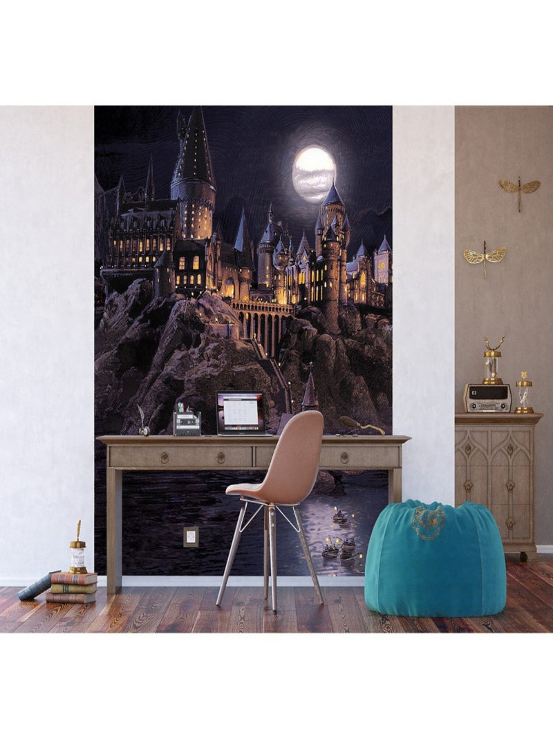 Papier peint Harry Potter Poudlard la nuit effet peinture à l'huile 225 x 270 cm - 3 lés Multicolore - Kiabi