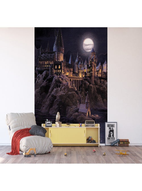 Papier peint Harry Potter Poudlard la nuit effet peinture à l'huile 225 x 270 cm - 3 lés - Kiabi