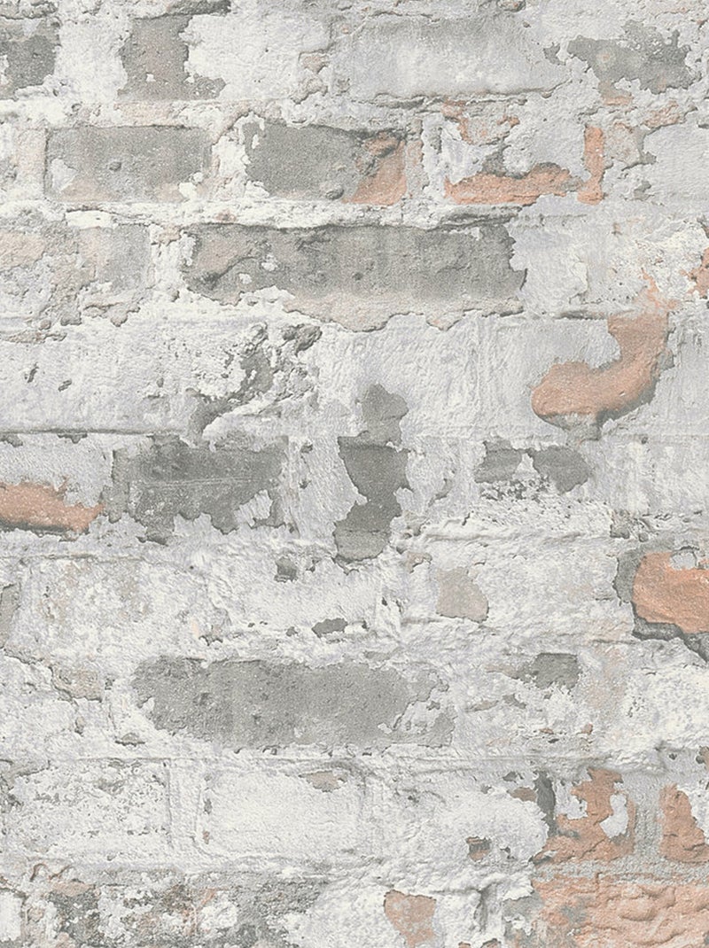 Papier peint imprimé briques usées Berlin Gris - Kiabi