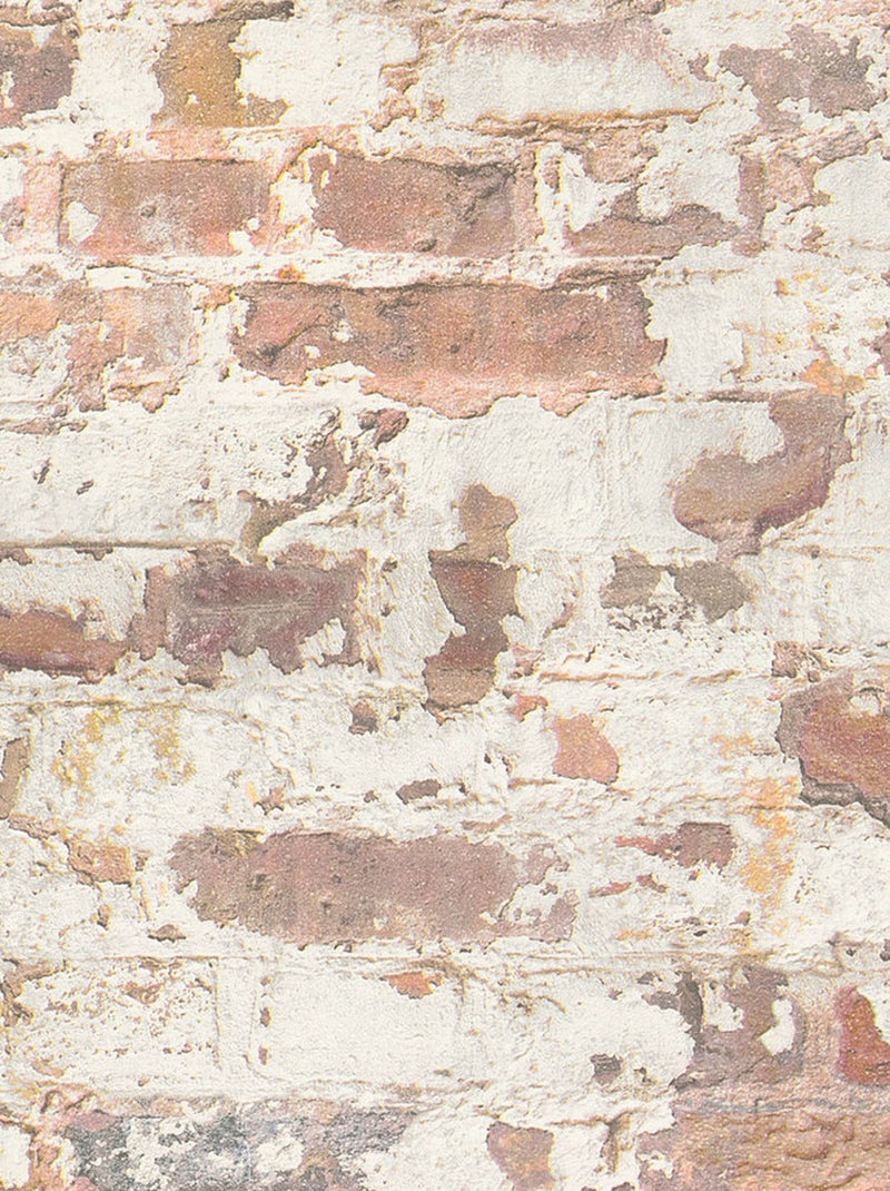 Papier peint imprimé briques usées Berlin Rose - Kiabi