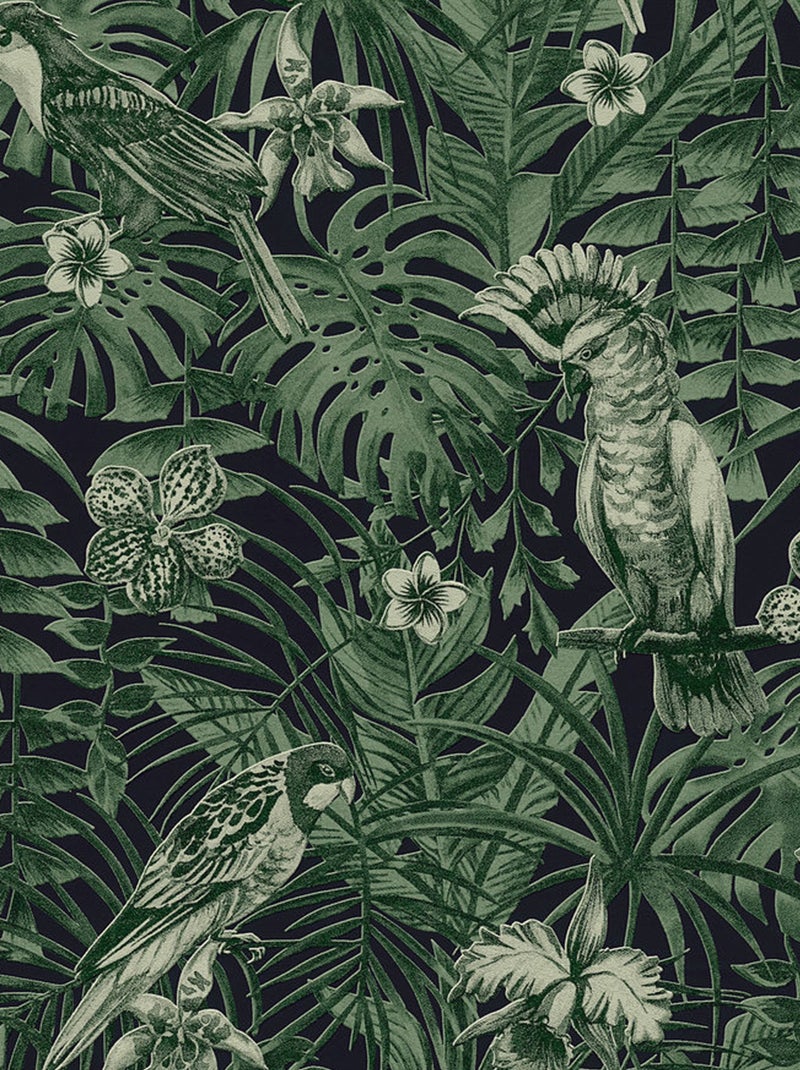 Papier peint imprimé cacatoes jungle Vert - Kiabi