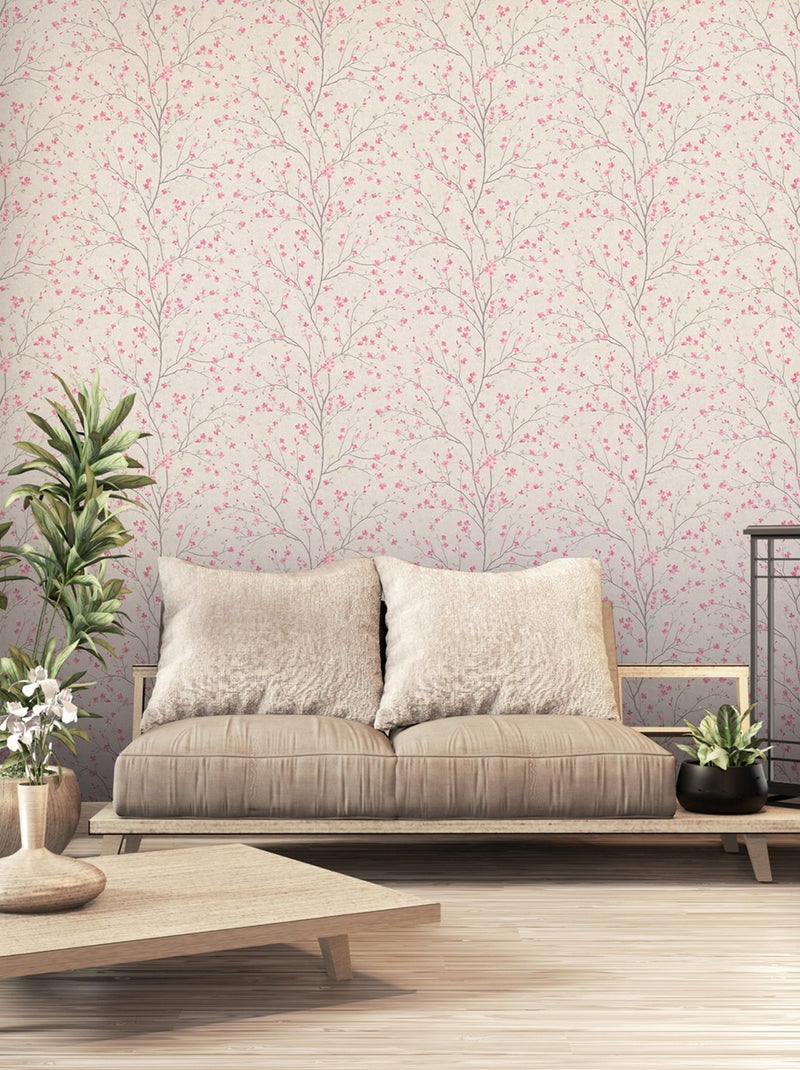 Papier peint imprimé fleur de cerisier Multicolore - Kiabi