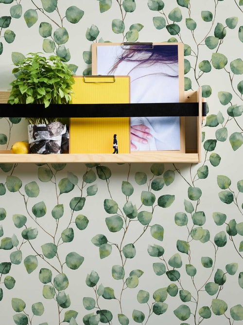 Papier peint imprimé micro feuilles - Kiabi