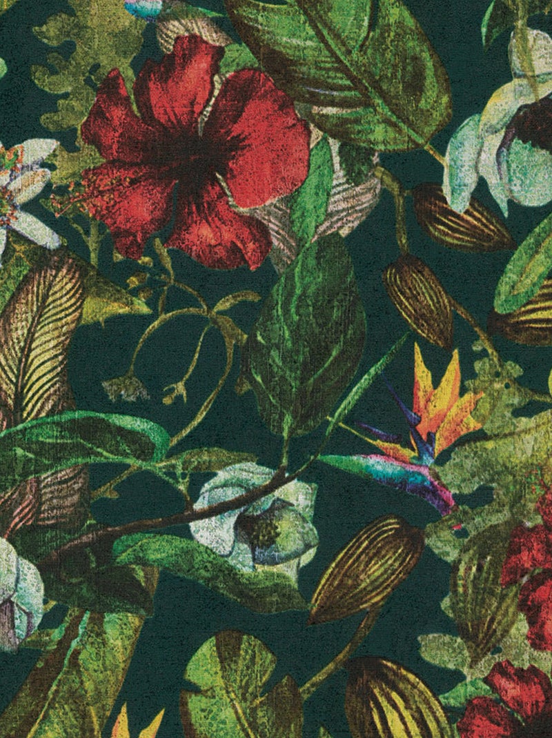 Papier peint imprimé tropicalis vintage Multicolore - Kiabi