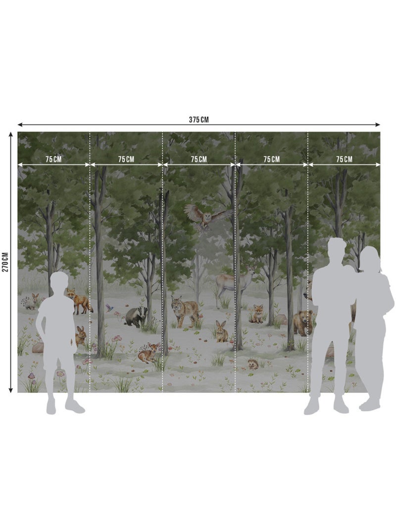 Papier peint intissé - Aire de jeux en forêt - 375x270 cm Multicolore - Kiabi