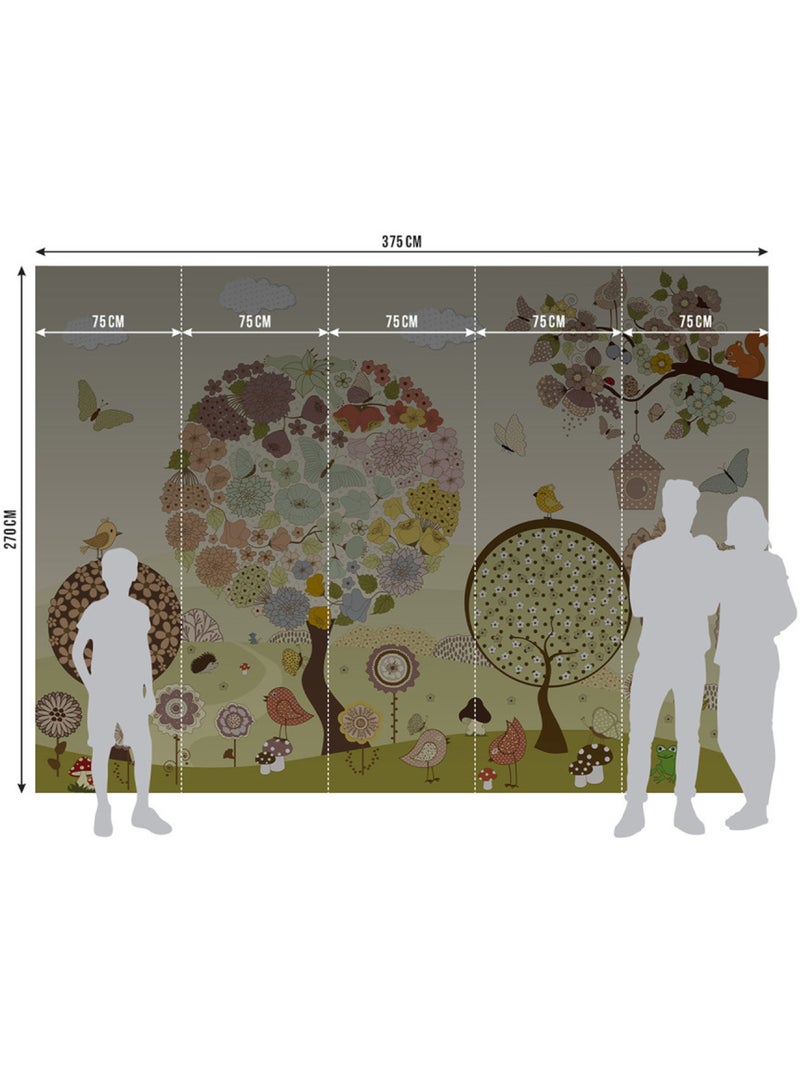 Papier peint intissé - Arbre à fleurs - 375x270 cm Multicolore - Kiabi