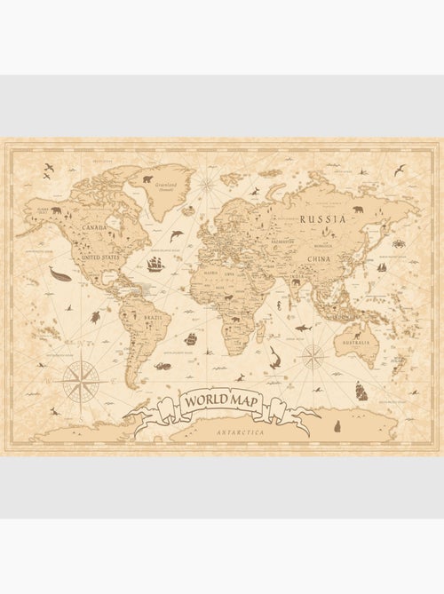 Papier peint intissé - Atlas ancien - 375x270 cm - Kiabi