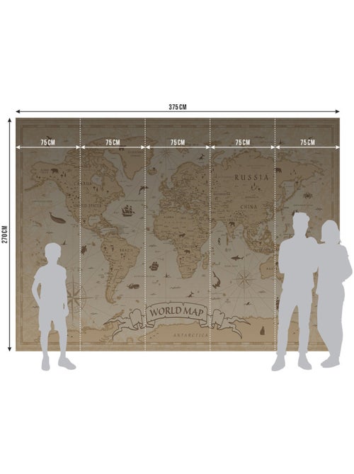 Papier peint intissé - Atlas ancien - 375x270 cm - Kiabi