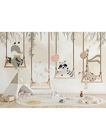 Papier peint intissé - Balançoires en forêt - 375x270 cm
