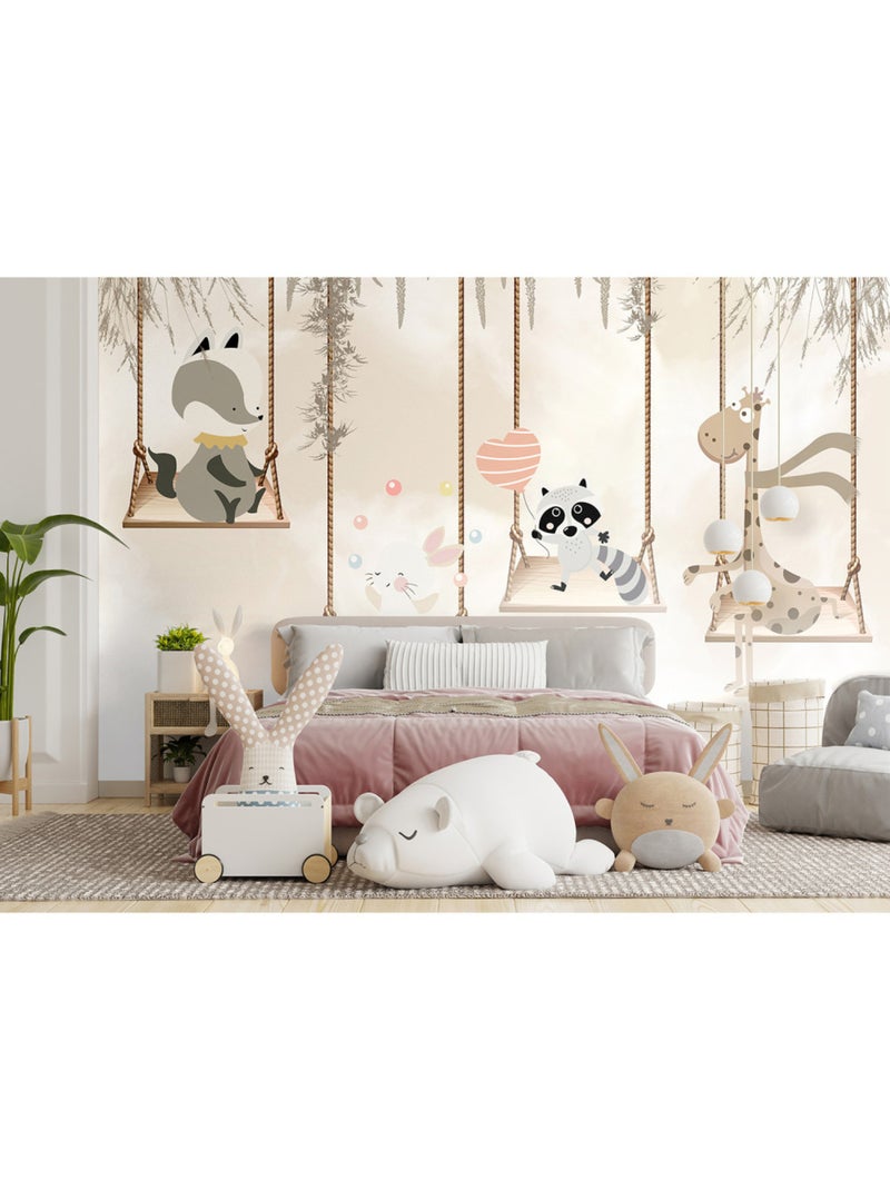 Papier peint intissé - Balançoires en forêt - 375x270 cm Multicolore - Kiabi