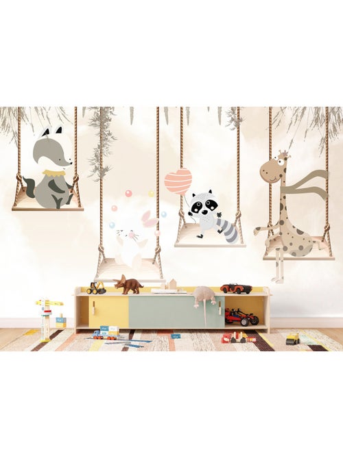 Papier peint intissé - Balançoires en forêt - 375x270 cm - Kiabi