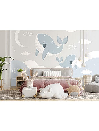 Papier peint intissé - Baleines Skyward - 375x270 cm