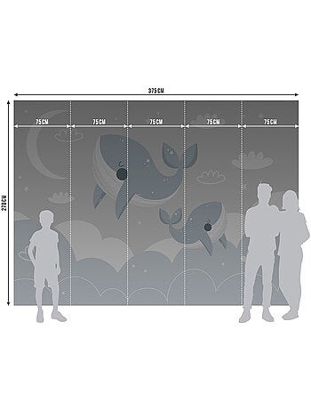 Papier peint intissé - Baleines Skyward - 375x270 cm