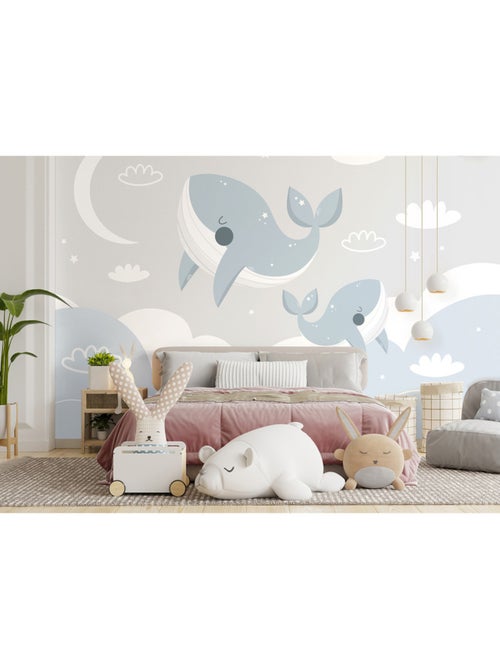 Papier peint intissé - Baleines Skyward - 375x270 cm - Kiabi