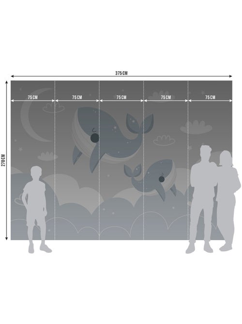 Papier peint intissé - Baleines Skyward - 375x270 cm - Kiabi