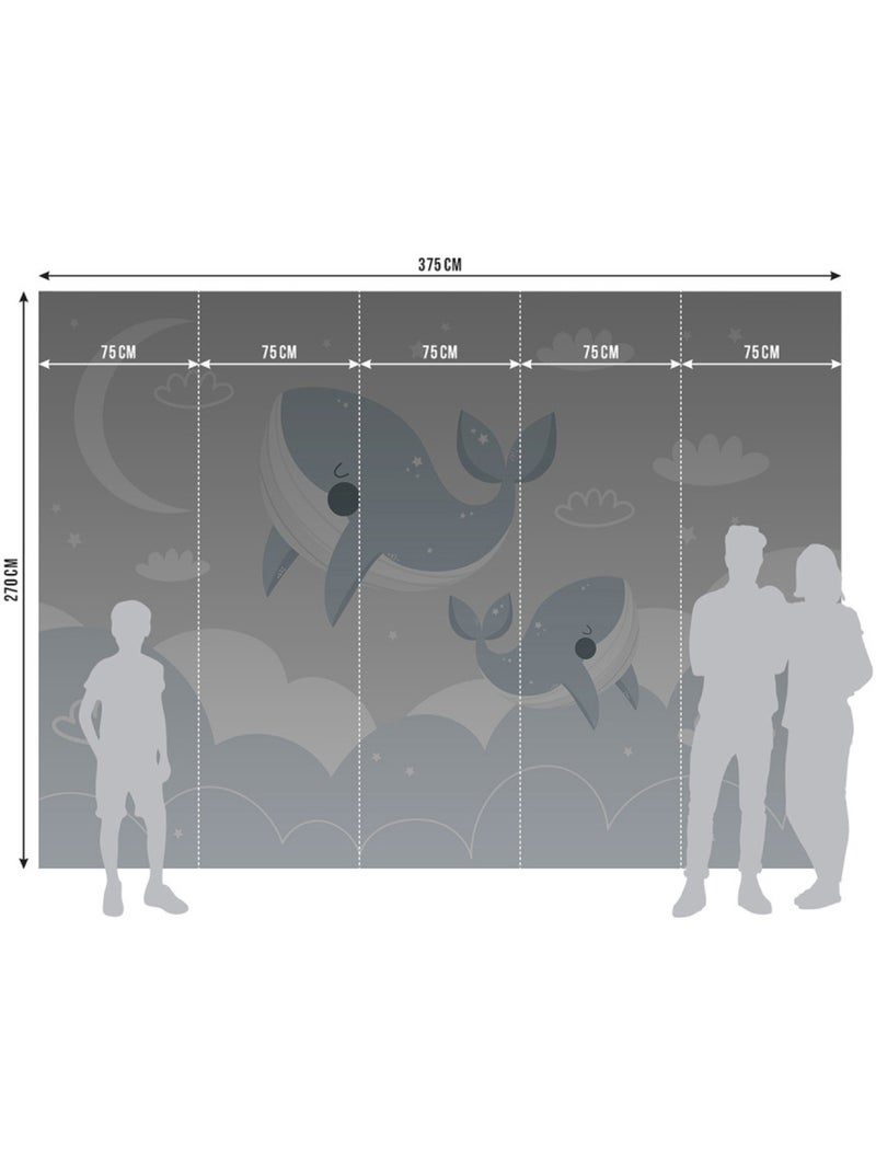 Papier peint intissé - Baleines Skyward - 375x270 cm Multicolore - Kiabi