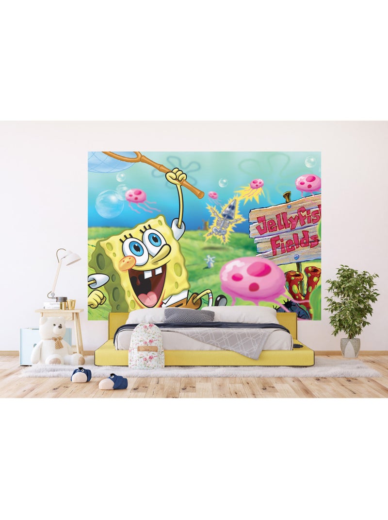 Papier peint intissé - Bob l'éponge attrape des méduses - 252x182 cm Multicolore - Kiabi