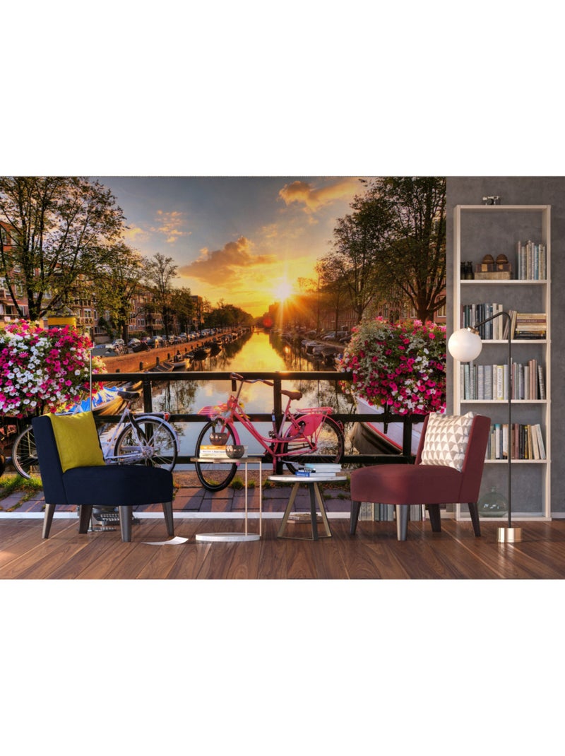 Papier peint intissé - Canal d'Amsterdam - 360x270 cm Multicolore - Kiabi