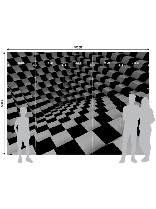 Papier peint intissé - Carrelage - 375x270 cm - Kiabi