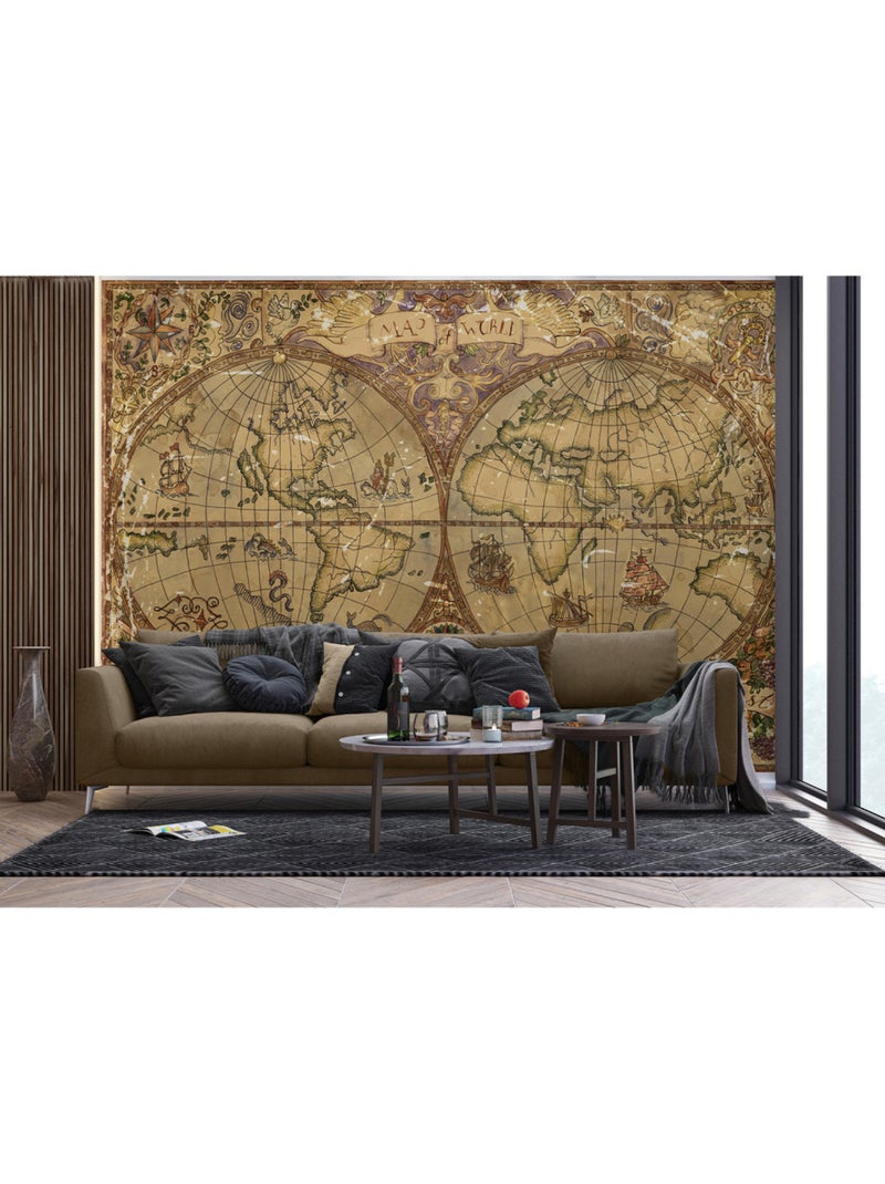 Papier peint intissé - Carte ancienne - 375x270 cm Multicolore - Kiabi